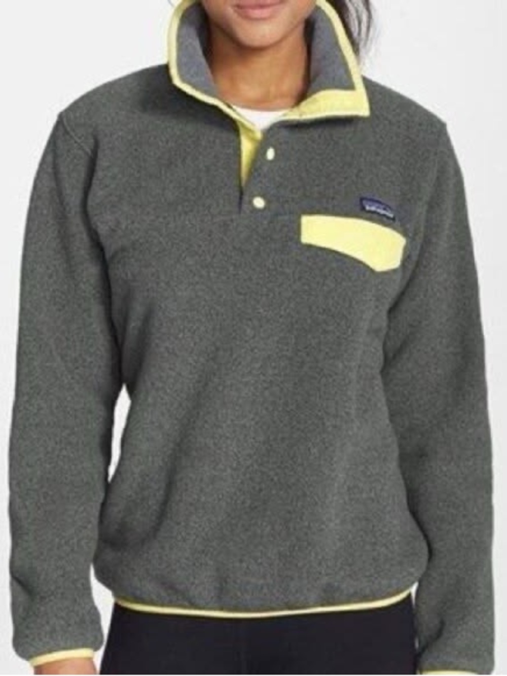 Patagonia Synchilla Gray and Yellow Snap-T Fleece Pullover S